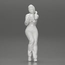 beautiful woman in a leather jacket sitting using a phone - Only-Games