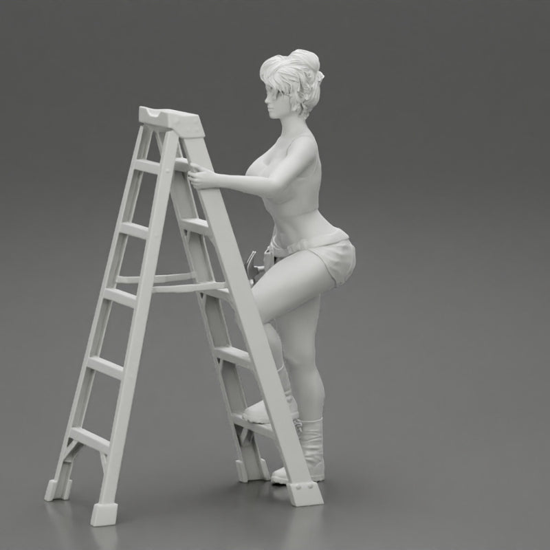 Young girl mechanic climbing the ladder - Only-Games