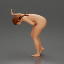 Naked girl holding her stomach and placing her hand on the wall due to stomach pain - Only-Games