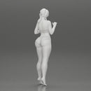 Attractive girl in bikini and stockings Leaning Against car - Only-Games