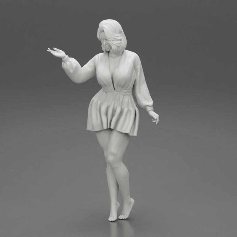 Stylish Beautiful Woman Wearing a V neck Dress - Only-Games
