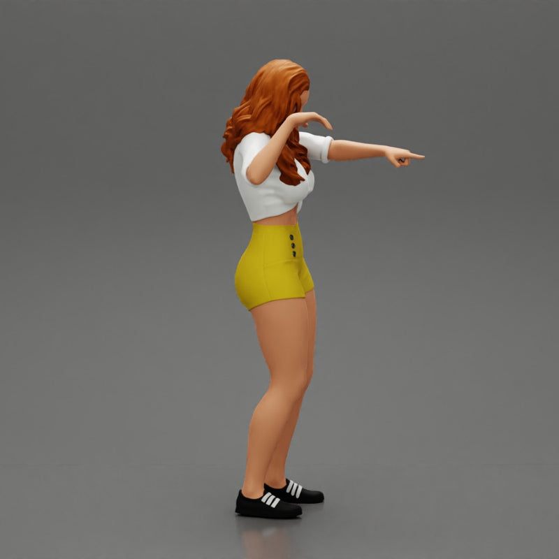 Travel woman in short pointing her next destination using world map - Only-Games