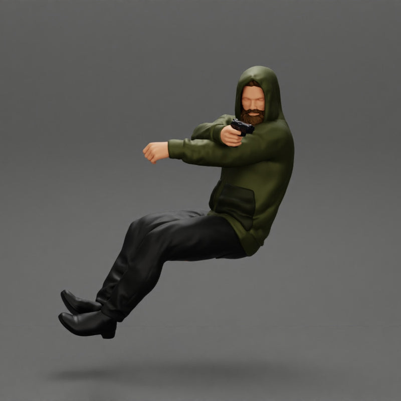 gangster in hoodie driving a car and holding gun - Only-Games