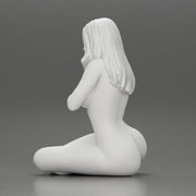 Sexy Naked Woman sitting and Covering Breasts With Hand - Only-Games