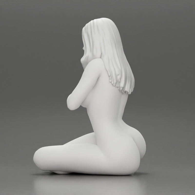 Sexy Naked Woman sitting and Covering Breasts With Hand - Only-Games