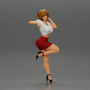 Sexy girl in mini dress and shirt with short hair Leaning Against car - Only-Games