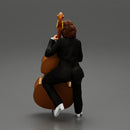 Beautiful young woman musician sitting on a vintage double bass - Only-Games