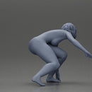 naked surfer woman in a bikini riding a wave on her surfboard - Only-Games