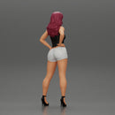 Asian girl posing in shorts next to a car - Only-Games