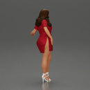 Confident style in red long shirt layers with white accents heels - Only-Games