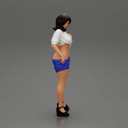 Sexy woman showing her breasts undressing her shorts - Only-Games