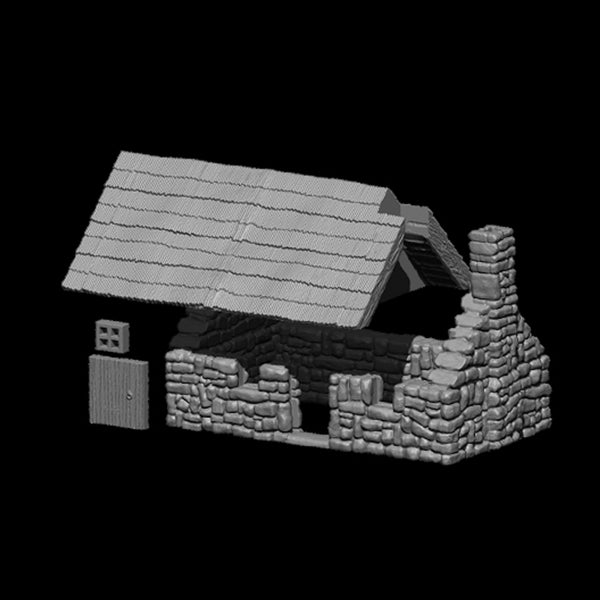 Stone Thatched Cottage (32mm Scale) PLA plastic print - Only-Games