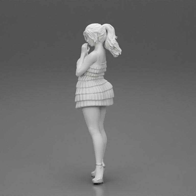 Beautiful woman standing and posing and in fashion summer dress - Only-Games