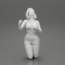 Sexy girl in mini dress with short hair sitting on her knees - Only-Games