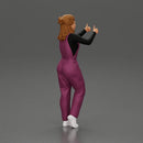 Smiling girl in overalls showing a thumbs up with both hands - Only-Games