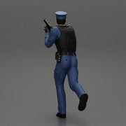 Police Officer running Chasing Criminal On Roadway holding a gun - Only-Games