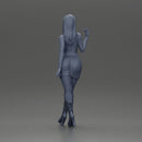 Stylish woman in black dress fishnet tights and boots - Only-Games