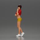 sexy girl in mini shirt and shorts standing and contemplating - Only-Games