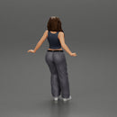 lowrider chola girl is leaning against the car, wearing a  mini shirt with long hair - Only-Games