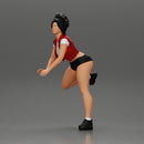 attractive girl on the motorbike in shorts and a mini jacket with curly hair - Only-Games