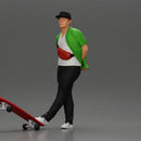 skater man leaning against the wall wearing a cap open shirt and banana bag - Only-Games