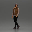 Bearded Man in Winter Outfit Walking with Casual Confidence - Only-Games