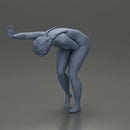 Naked girl holding her stomach and placing her hand on the wall due to stomach pain - Only-Games