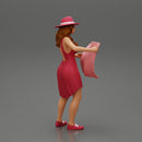 travel woman in hat and dress with sun glasses holding a map and looking to the map - Only-Games
