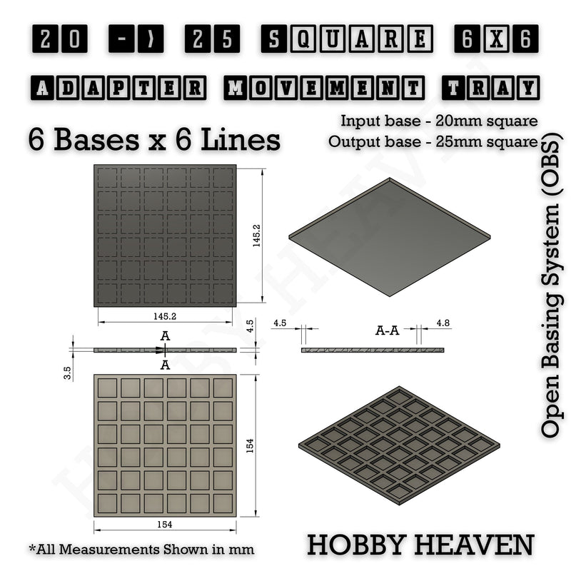 Square and Rectangle Movement Trays Adapters for Tabletop Games - Only-Games