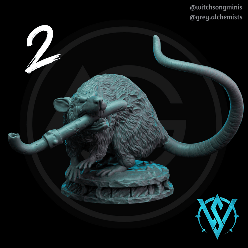 The Dire Rats Set - Two Poses - Fantasy Resin Miniatures in 32mm - DnD Monsters - Only-Games