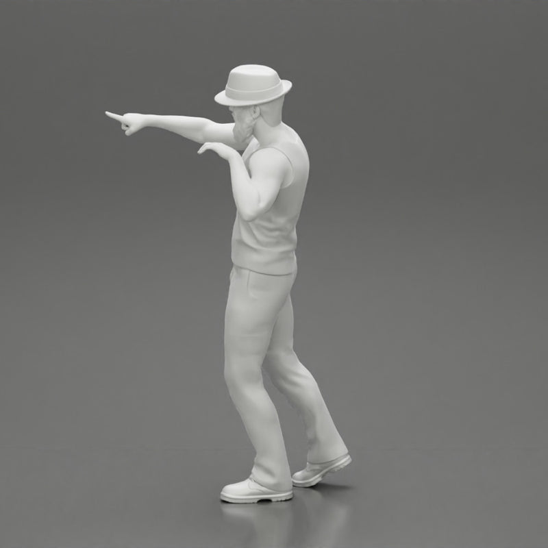 Travel man wearing a hat and a beard pointing the right way - Only-Games