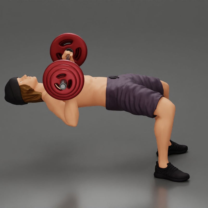 Muscular Man Demonstrates Perfect Bench Press Form in hat and shorts