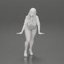 sexy girl in shorts and mini shirt leans against the car with her hands - Only-Games