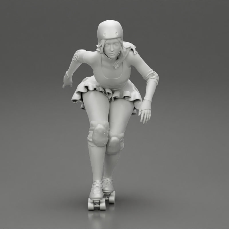 roller derby girl rolling fast with helmet - Only-Games