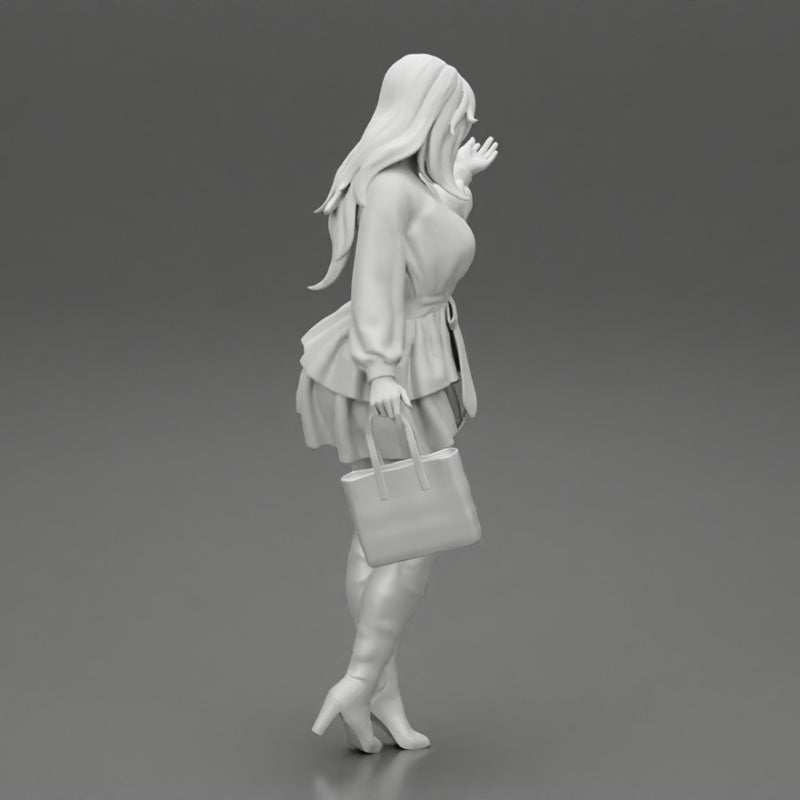 Young woman wearing beautiful Fashion dress and holding handbag - Only-Games