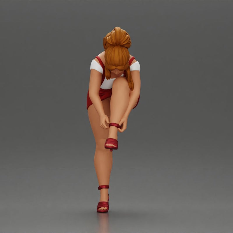 Sexy Girl Adjusting Her Stylish Red Heels - Only-Games