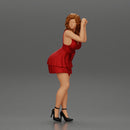 Attractive girl in dress robe Leaning Against car - Only-Games