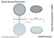70mm Round Plain Plastic Bases - Only-Games