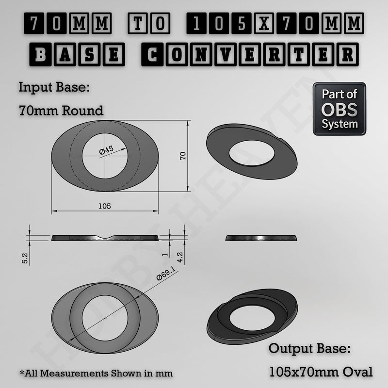Round To Oval Bases Size Converters 3d Print Full Range - Only-Games