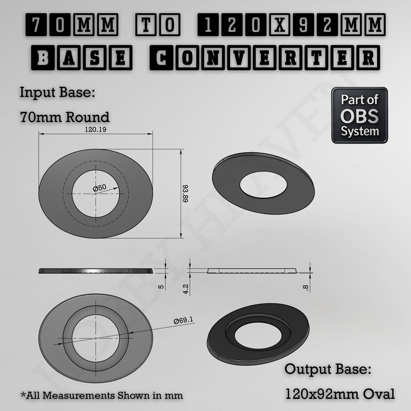 Round To Oval Bases Size Converters 3d Print Full Range - Only-Games