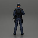 police officer stand guard next to cocaine bags holding a gun - Only-Games