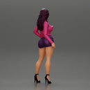 attractive woman posing in an open jacket and mini skirt next to a car with long hair - Only-Games