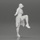 sexy girl standing in pantyhose mesh cap and shirt tied around her hips - Only-Games