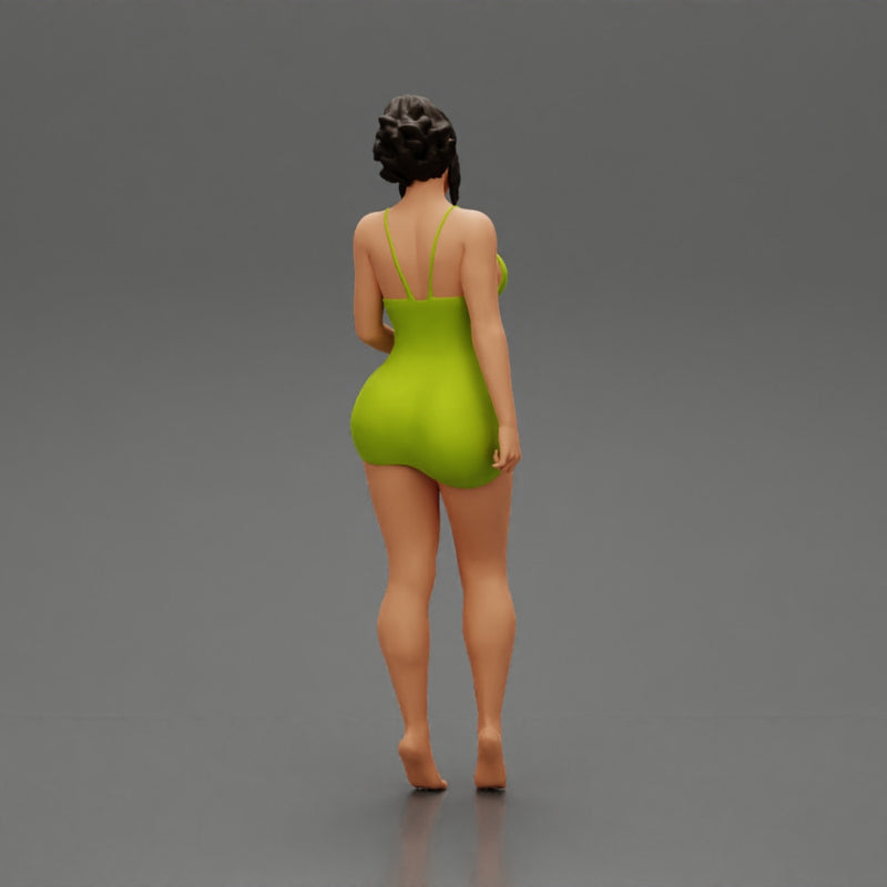 Sexy Girl standing in mini dress on the beach - Only-Games