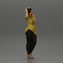 Asian girl in a neck hoodie and cap is standing and thinking - Only-Games