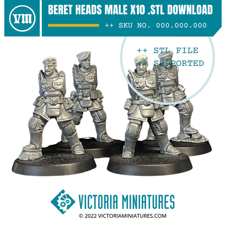 Beret Heads Male for plastic Kasrkin x10 - Only-Games