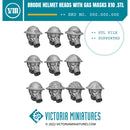 Brodie Helmet Heads with Gas Masks x10