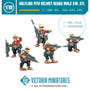 Halfling Heads with Pith helmets Male x10