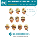 Halfling Heads with Pith helmets Male x10