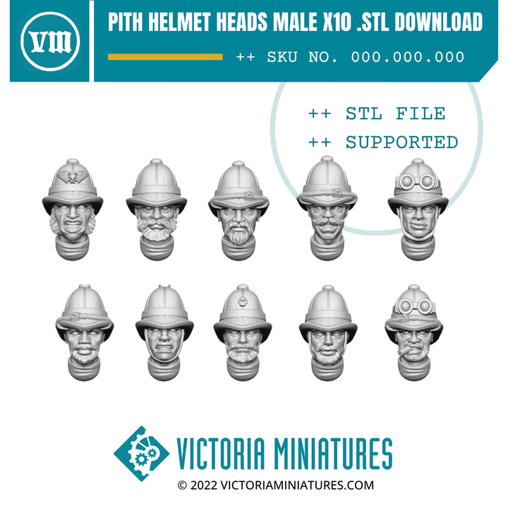 Pith Helmet Heads Male for plastic Kasrkin - Only-Games